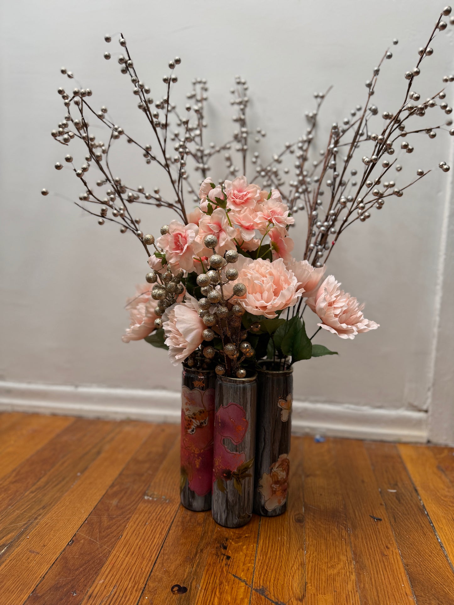 Stunning Upcycled 7-Vessel Vase – Handmade from Repurposed Candle Jars